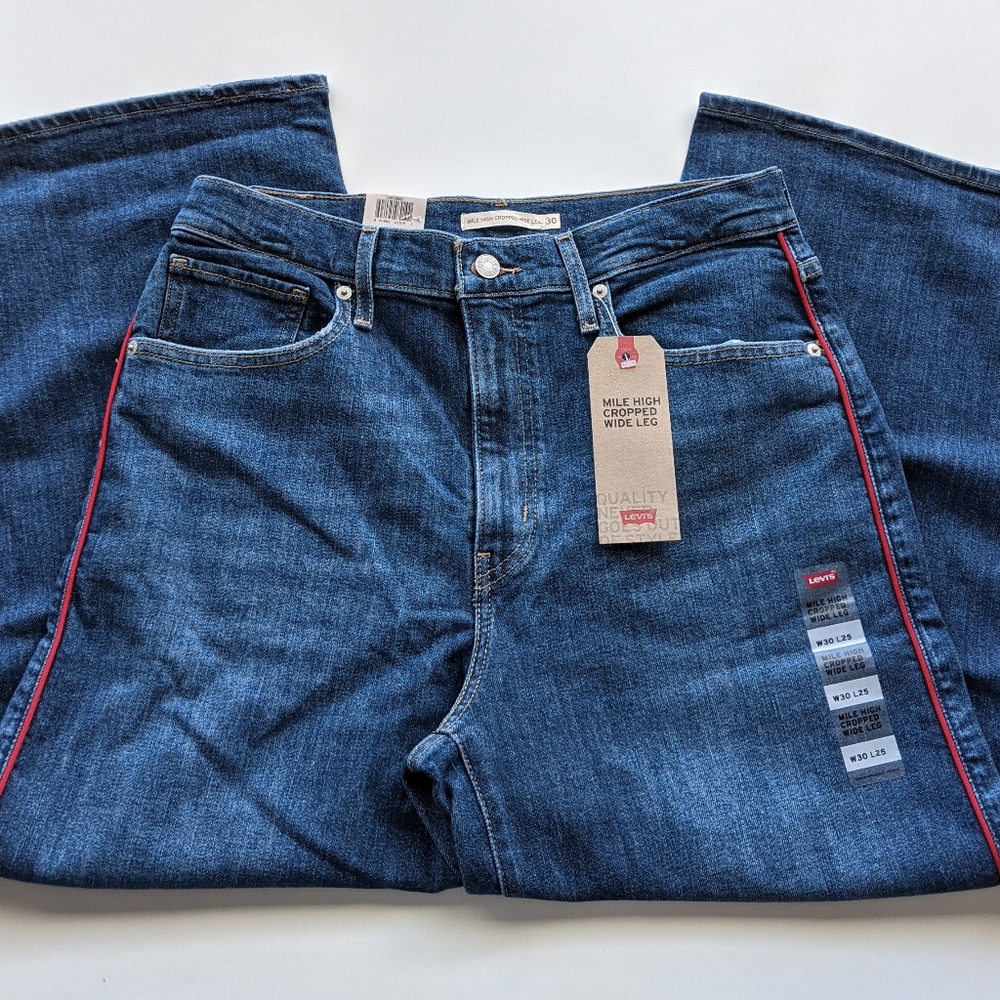 Levi's Mile High Wide Leg Pipe Down Cropped Jeans - Picture 4 of 8